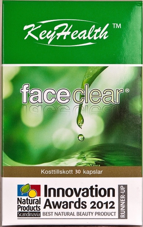 FACECLEAR - Laktoferrin kosttillskott för / mot oren hy och finnar - 30 kapslar